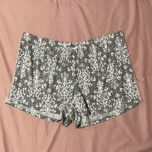 Laura Ashley Gray and White Damask Sleep Shorts